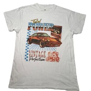 Porsche Style Graphic T Shirt Total Power Vintage Car Retro Tee L USA